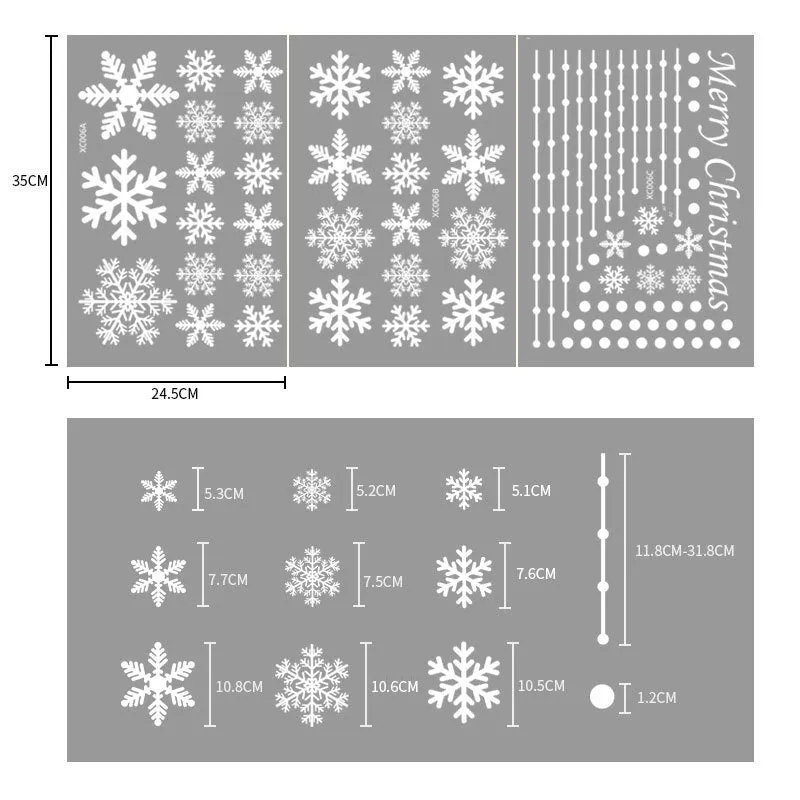Christmas Show Window Decoration,2pcs Double-Sided Static Sticker Snowflake Elk Stickers