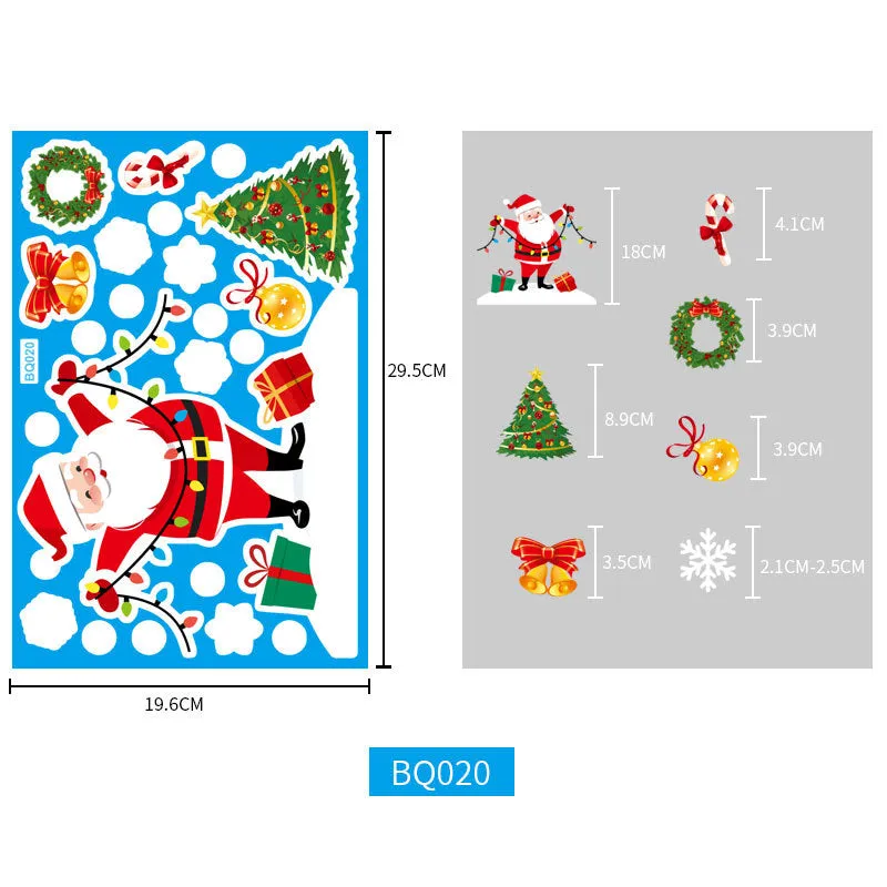 Christmas Show Window Decoration,2pcs Double-Sided Static Sticker Snowflake Elk Stickers