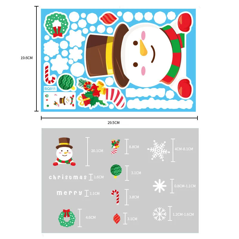 Christmas Show Window Decoration,2pcs Double-Sided Static Sticker Snowflake Elk Stickers
