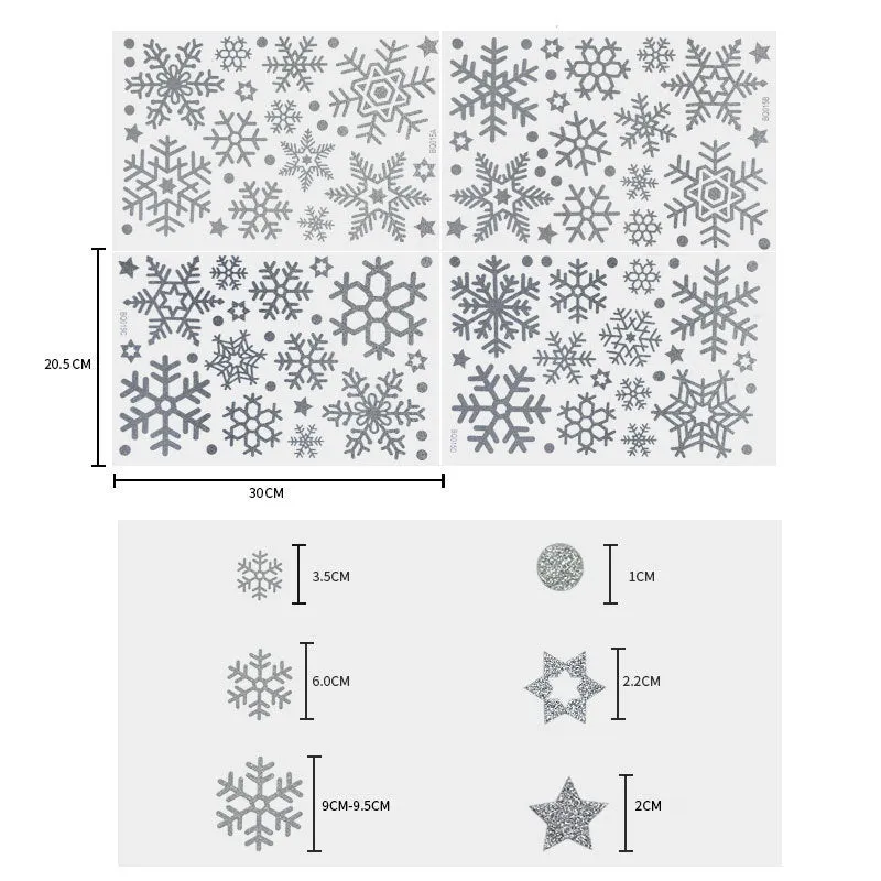 Christmas Show Window Decoration,2pcs Double-Sided Static Sticker Snowflake Elk Stickers