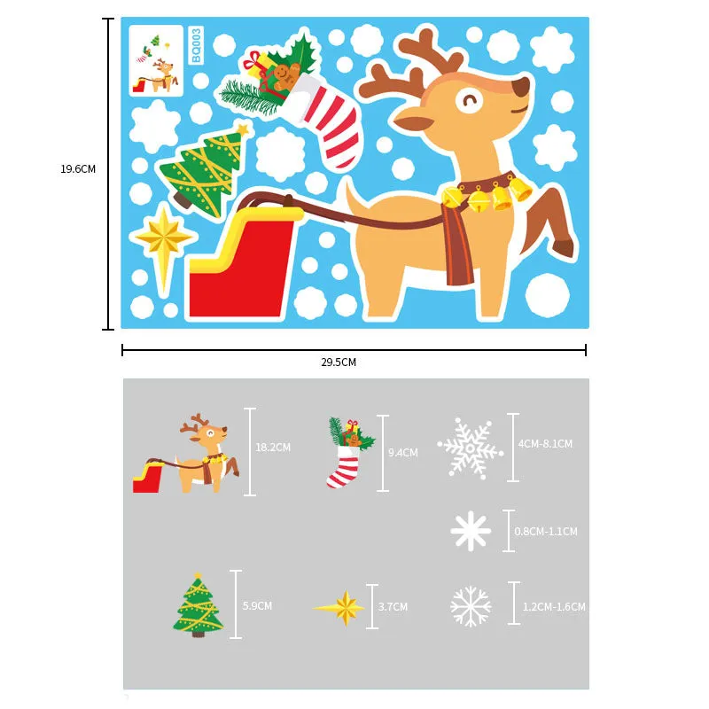 Christmas Show Window Decoration,2pcs Double-Sided Static Sticker Snowflake Elk Stickers