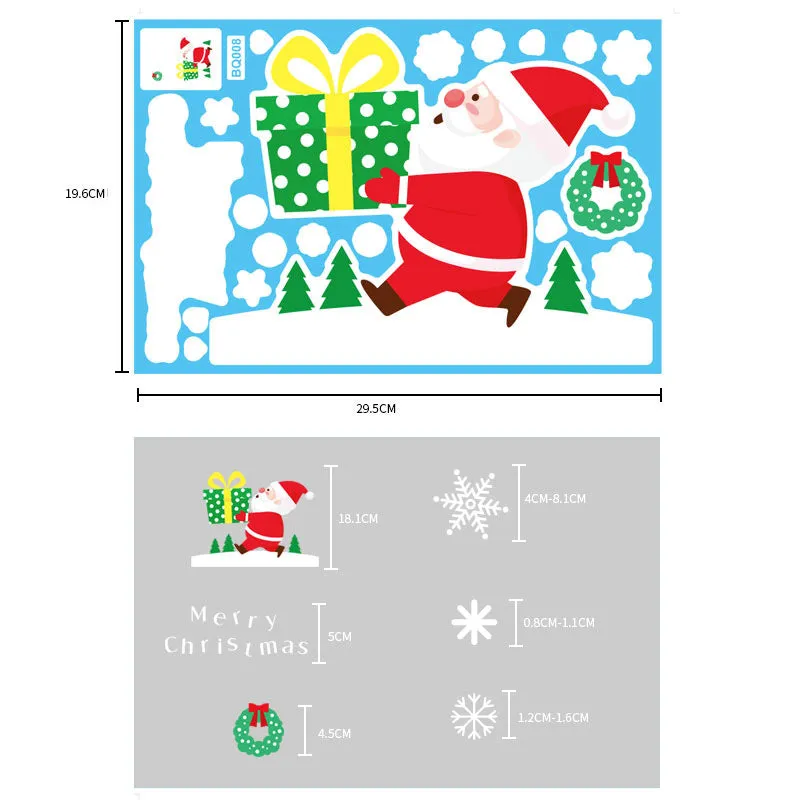 Christmas Show Window Decoration,2pcs Double-Sided Static Sticker Snowflake Elk Stickers