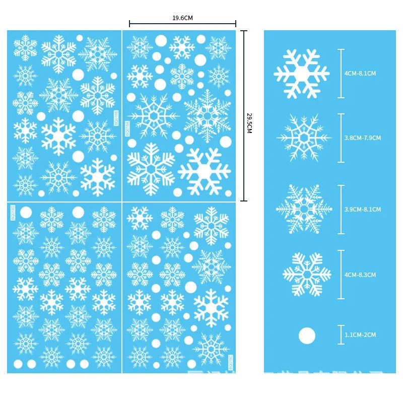 Christmas Showcase Glass Stickers, 3PCs Snowflake Bell Elk Double-Sided Static Sticker