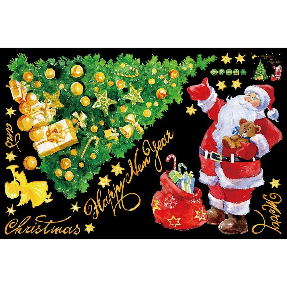 Christmas Wall Sticker Xmas Tree Santa Claus DIY Self-adhesive Glass Decal