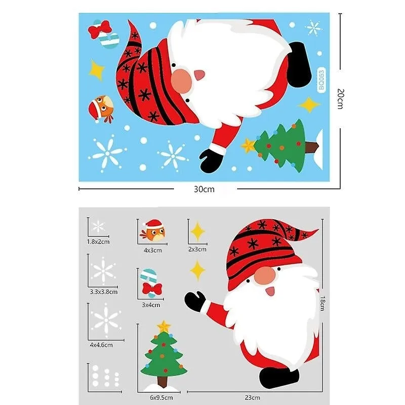Christmas Window Stickers Set Snowflake Elk Electrostatic Clings Door Window Decoration