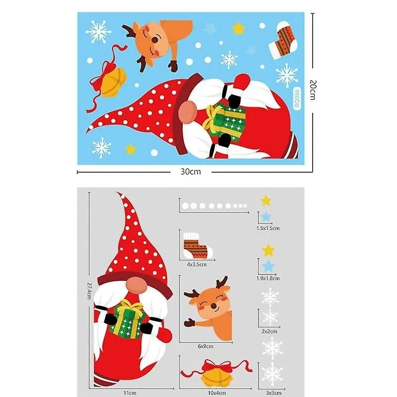 Christmas Window Stickers Set Snowflake Elk Electrostatic Clings Door Window Decoration