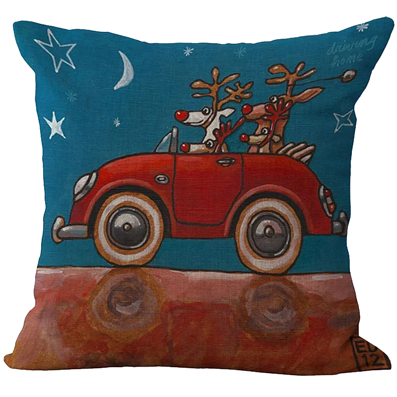 Comi Vintage Christmas Jolly Santa Clau Square Pillowcase Cover Case