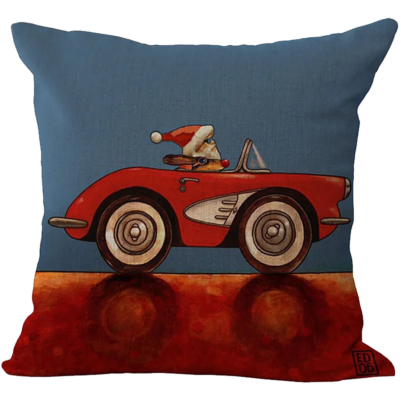 Comi Vintage Christmas Jolly Santa Clau Square Pillowcase Cover Case