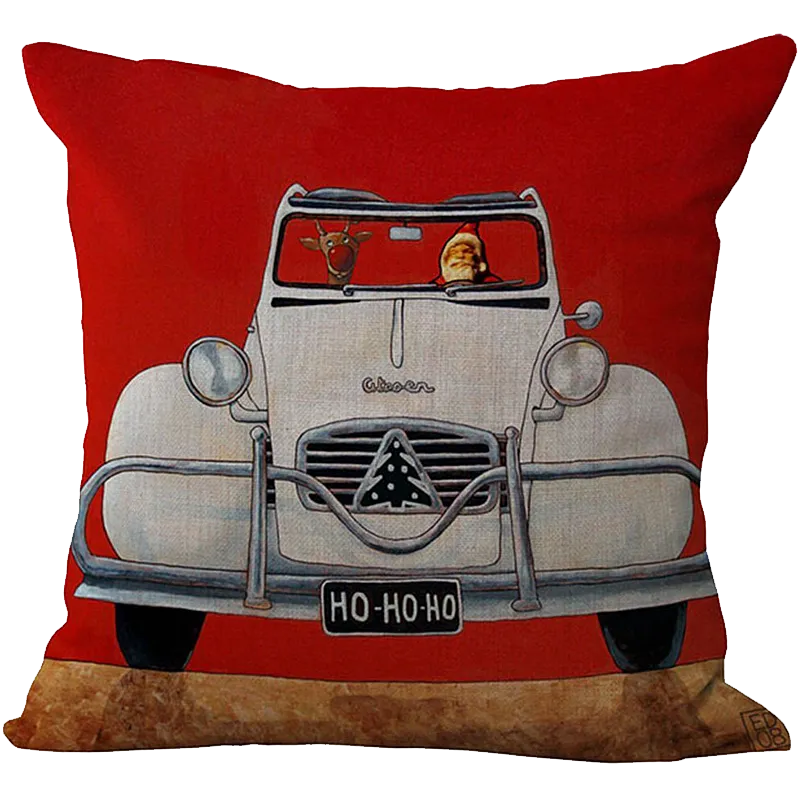 Comi Vintage Christmas Jolly Santa Clau Square Pillowcase Cover Case