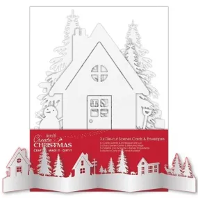 Create Christmas Die-cut Scene Card & Envelope (3pcs) White (PMA 150926)