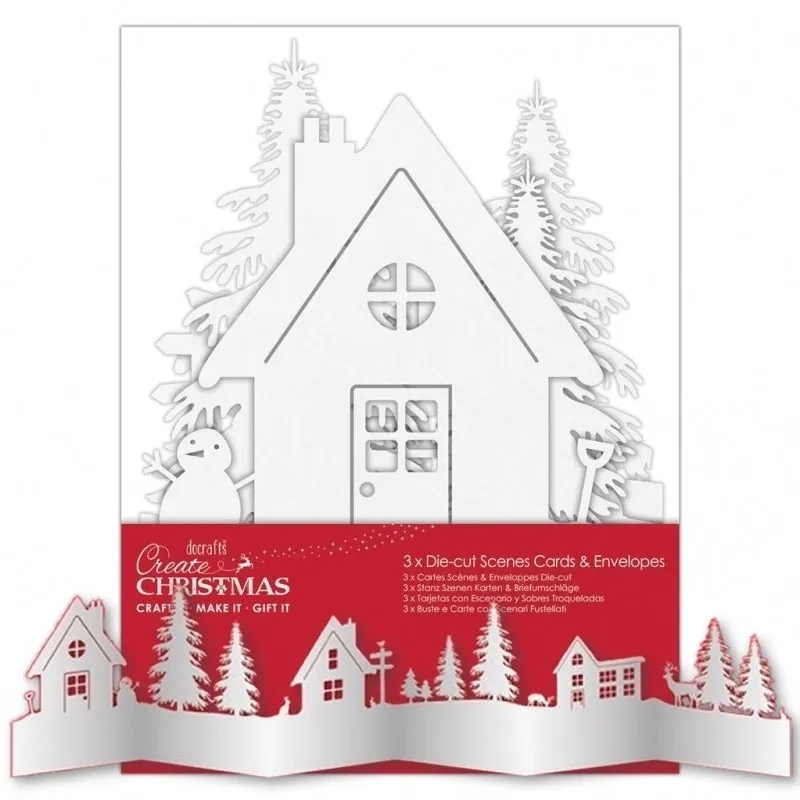 Create Christmas Die-cut Scene Card & Envelope (3pcs) White (PMA 150926)