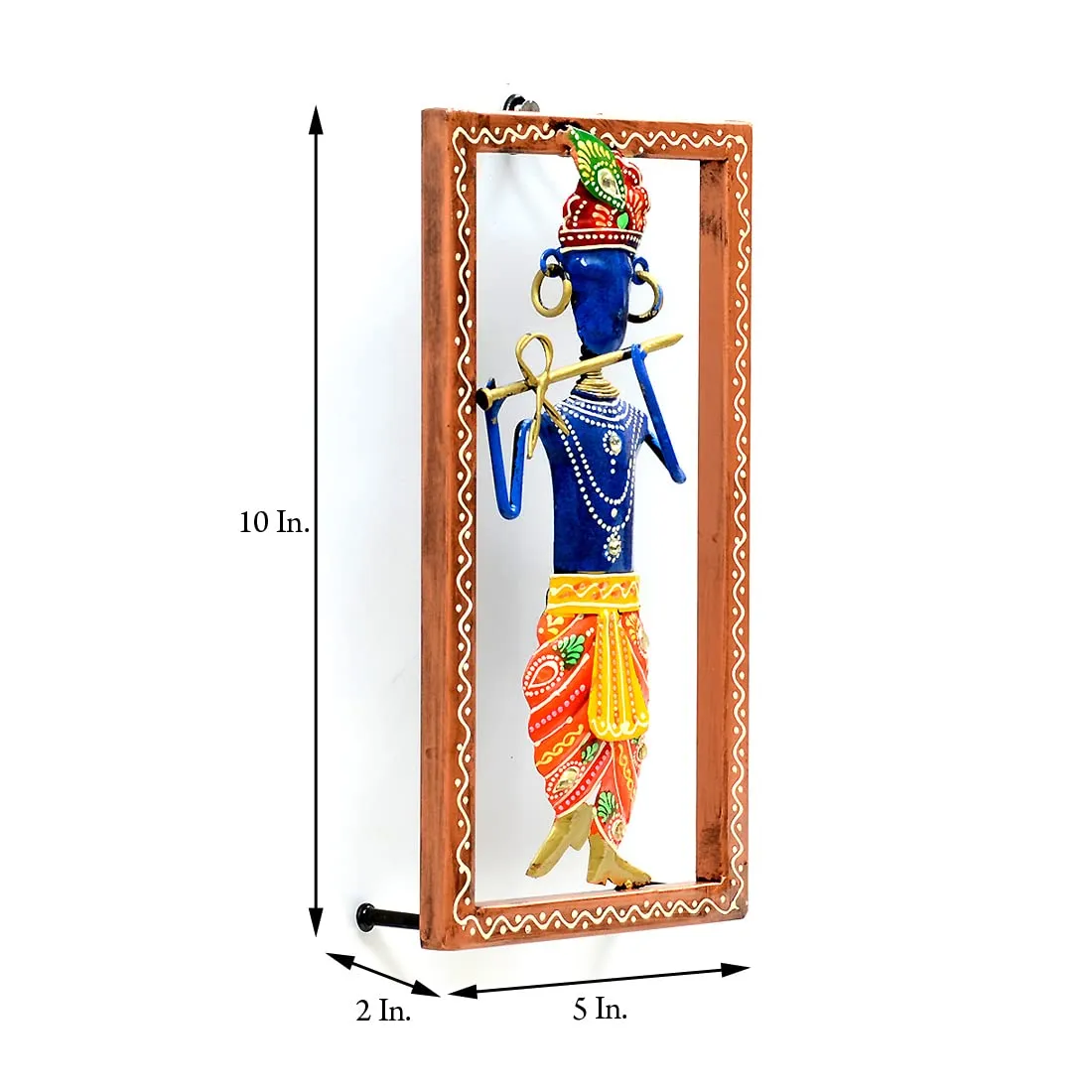 DESERT ART Iron Multicolour Krishan Wall Hanging Frame(12.7 X5.08 X25.4) CM