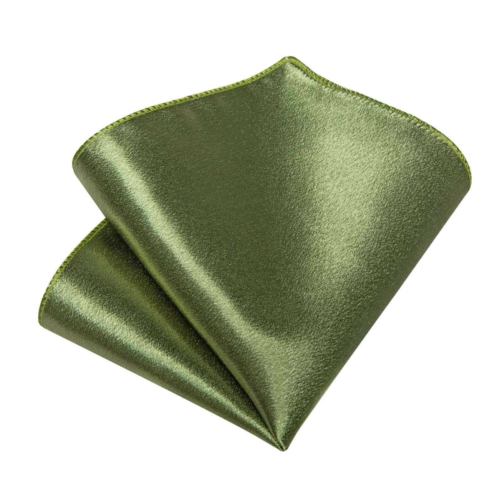 DiBanGu Silk Tie Shining Sage Green Solid Mens Formal Work Dresses Tie Handkerchief Cufflinks Set