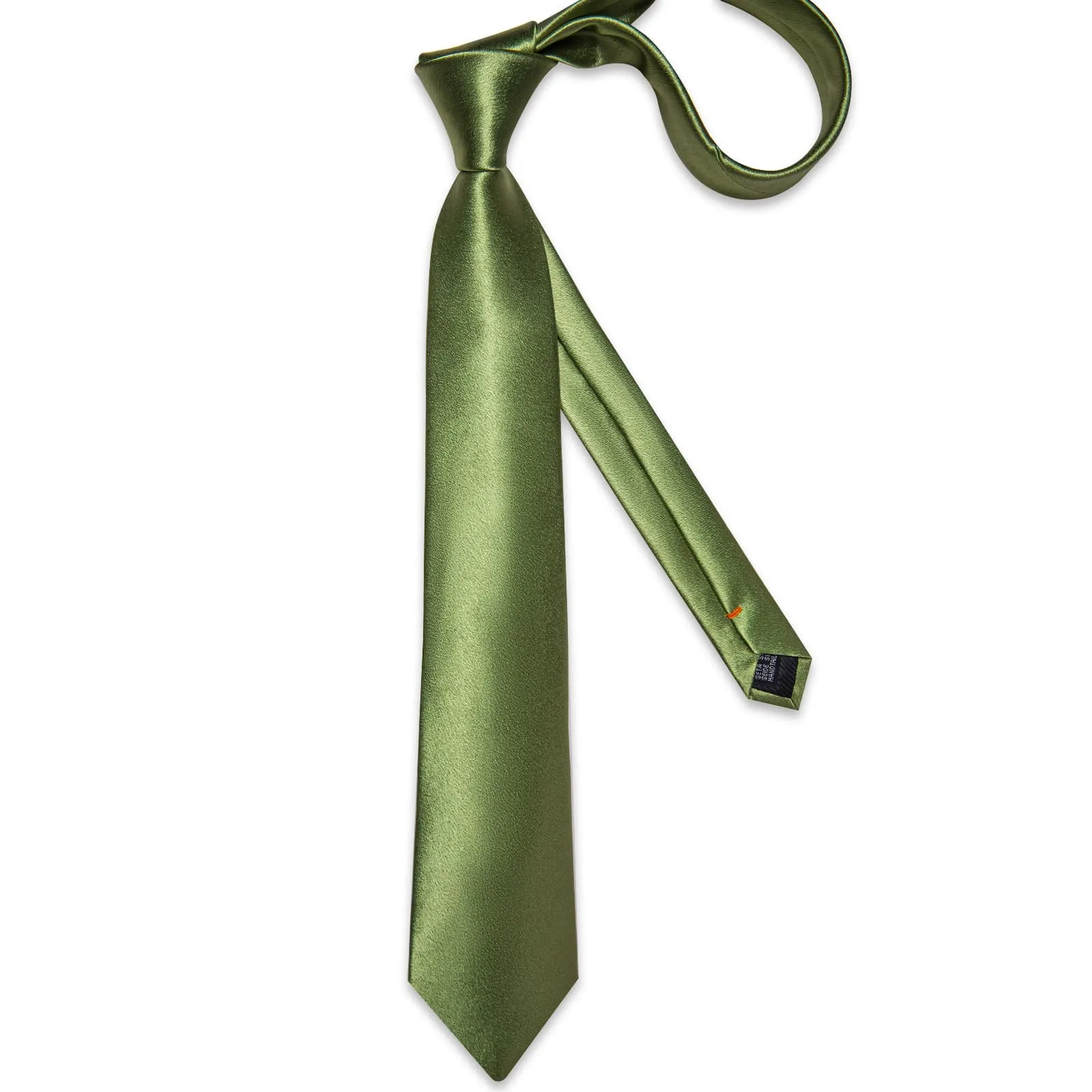 DiBanGu Silk Tie Shining Sage Green Solid Mens Formal Work Dresses Tie Handkerchief Cufflinks Set
