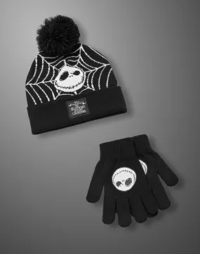 Disney The Nightmare Before Christmas Black Beanie Hat & Gloves Set