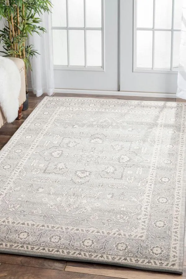 Esme Silver Flower Transitional Rug