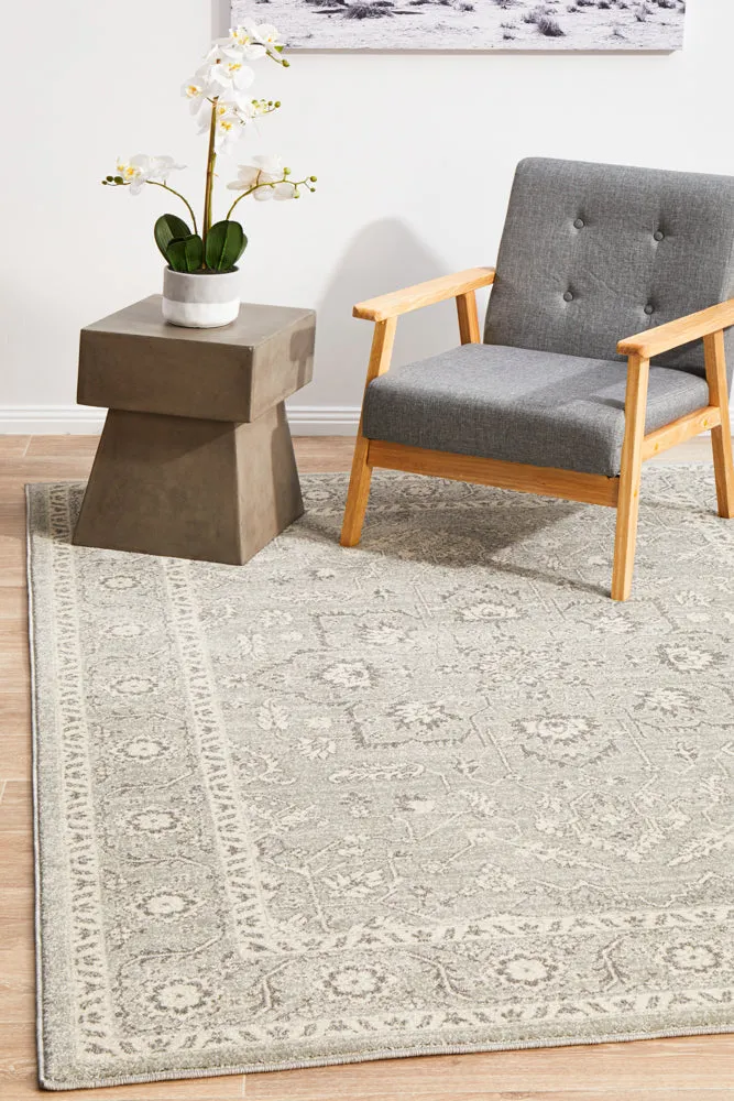 Esme Silver Flower Transitional Rug