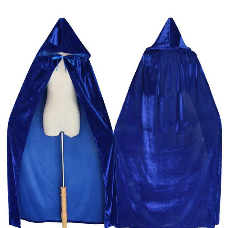 Fancy Cloak Velvet Hooded Adult Witch Long Purple Green Red Black  Cloaks Hood Capes