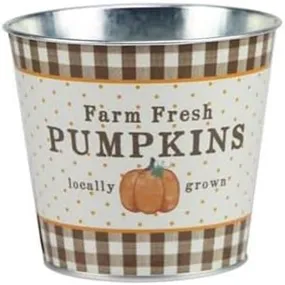 Farm Fresh Pumpkins Tin Pot - 5" Diameter, 4.5" Tall