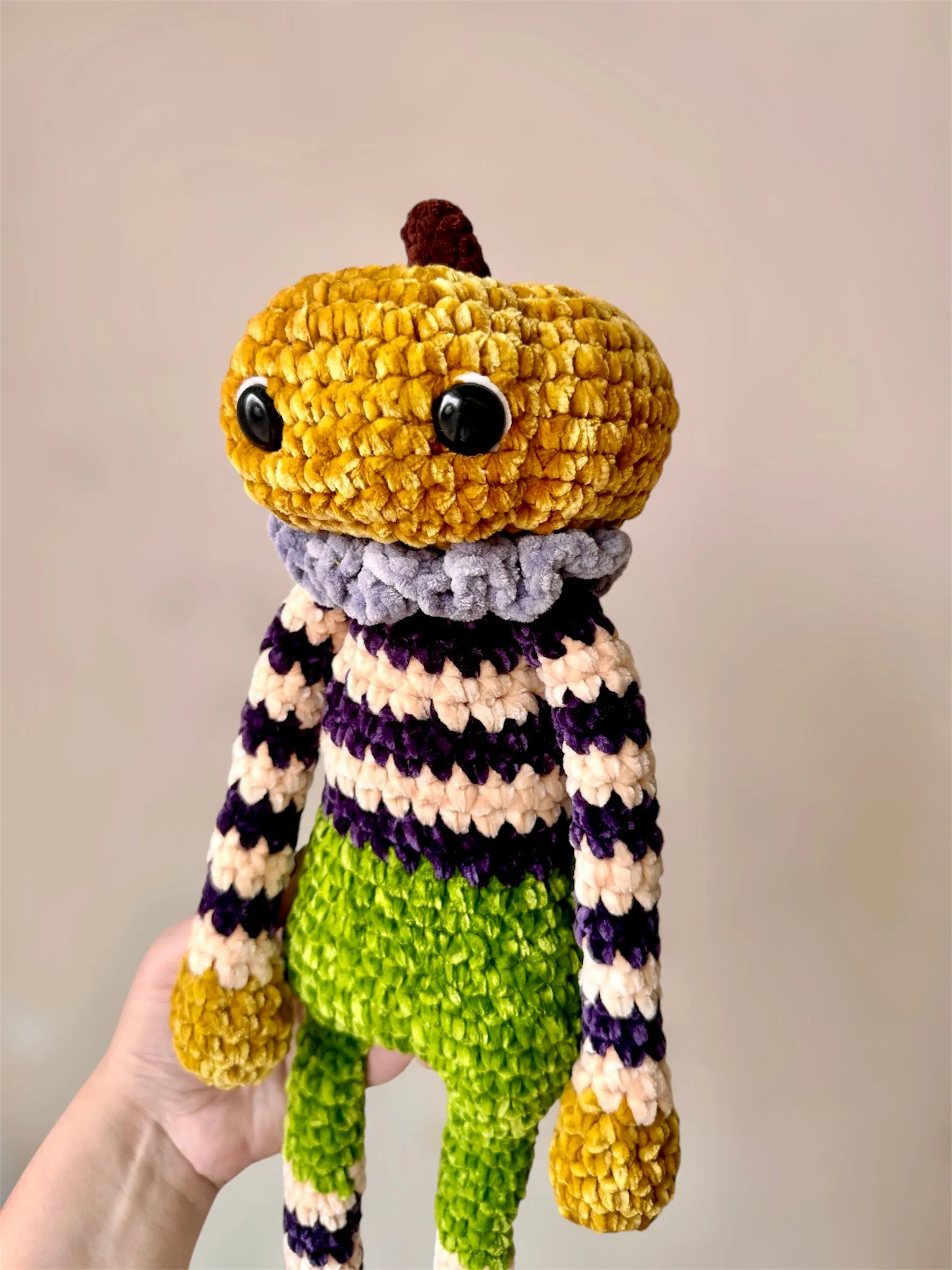 Floppy Pumpkin head man plushie  - handmade to order - Halloween soft toys