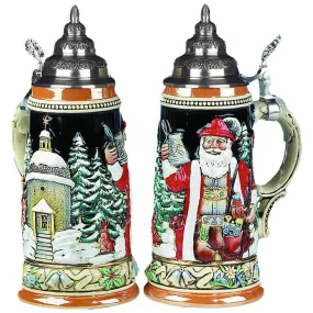 German Beer Stein - Alpine Santa - Christmas Eve .75L