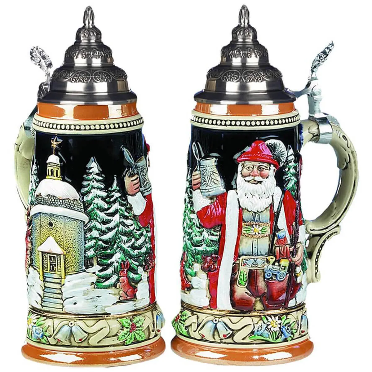 German Beer Stein - Alpine Santa - Christmas Eve .75L