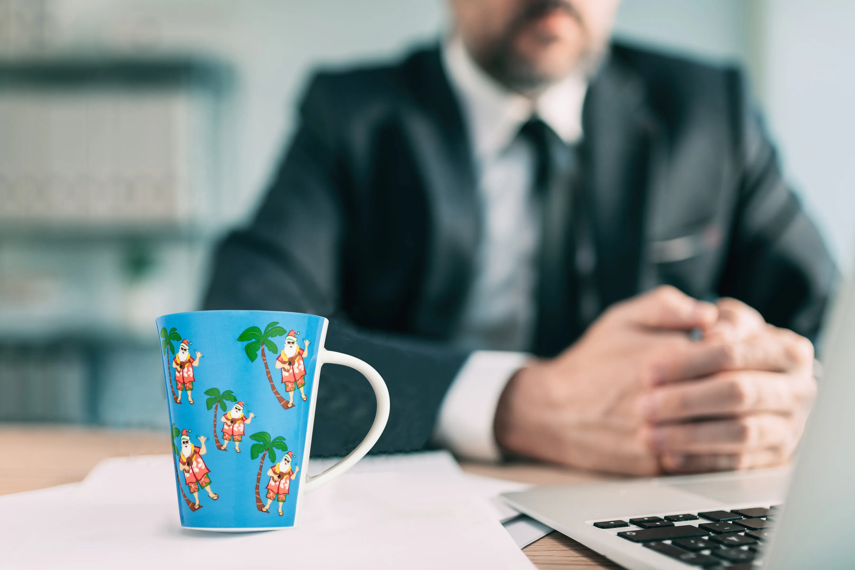 Gift Wrapped Hawaiian Santa Christmas Coffee Mug
