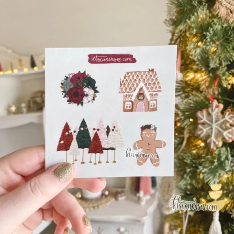 Gingerbread Christmas Set of 4 Mini Stickers (1 sheet)