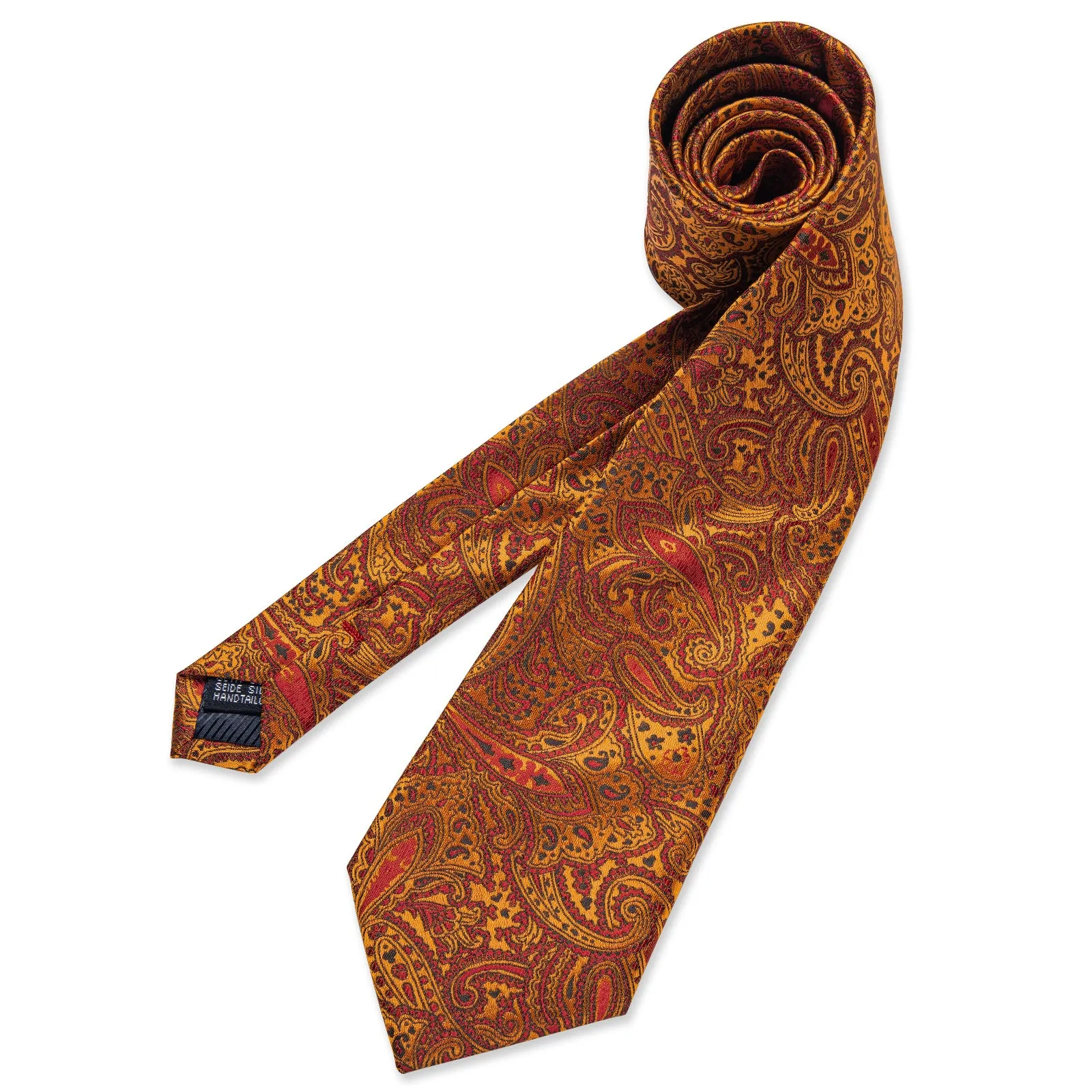 Golden brown Paisley Tie Hanky Cufflinks Set