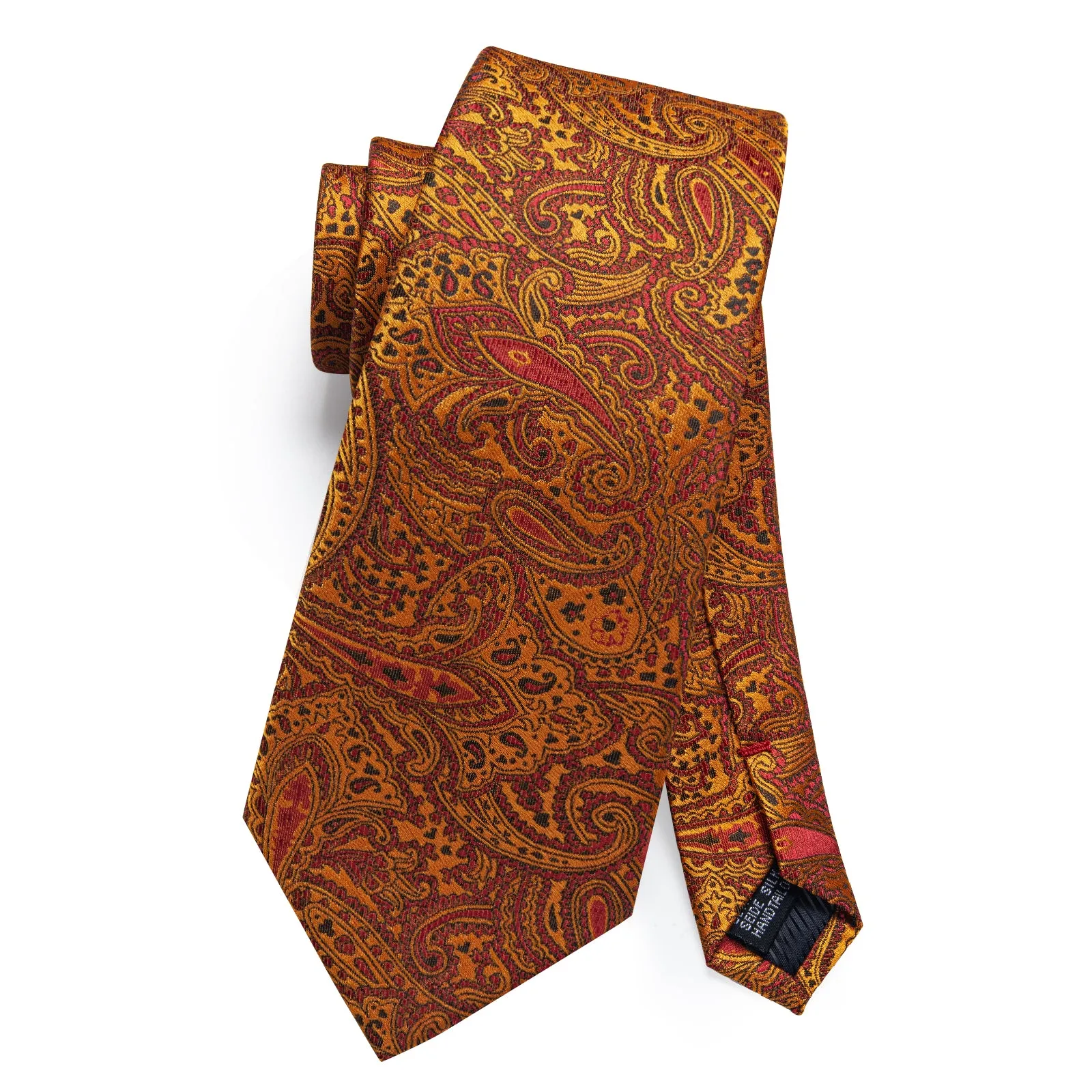 Golden brown Paisley Tie Hanky Cufflinks Set