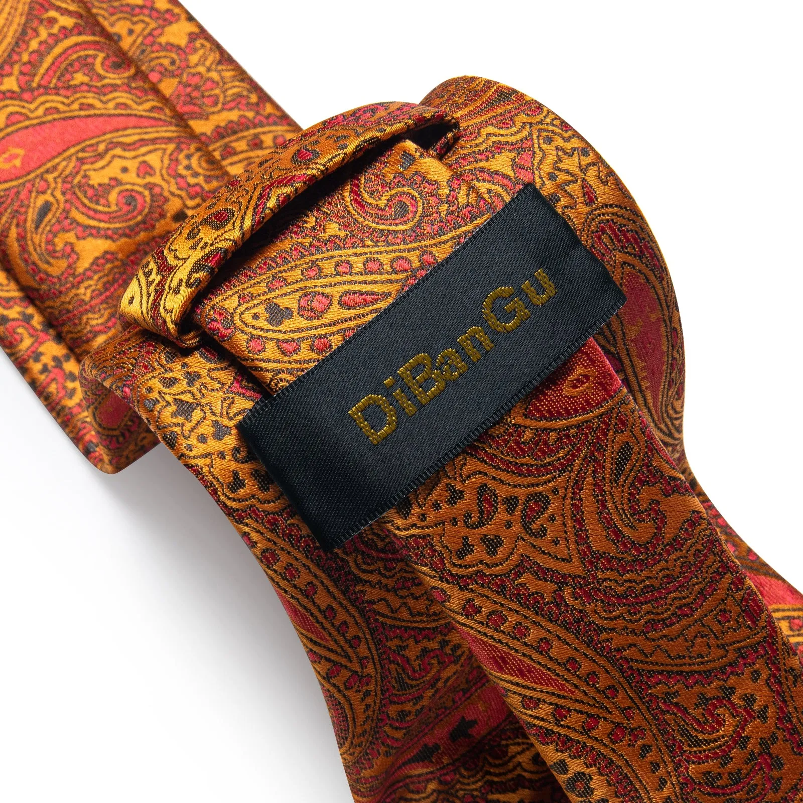 Golden brown Paisley Tie Hanky Cufflinks Set