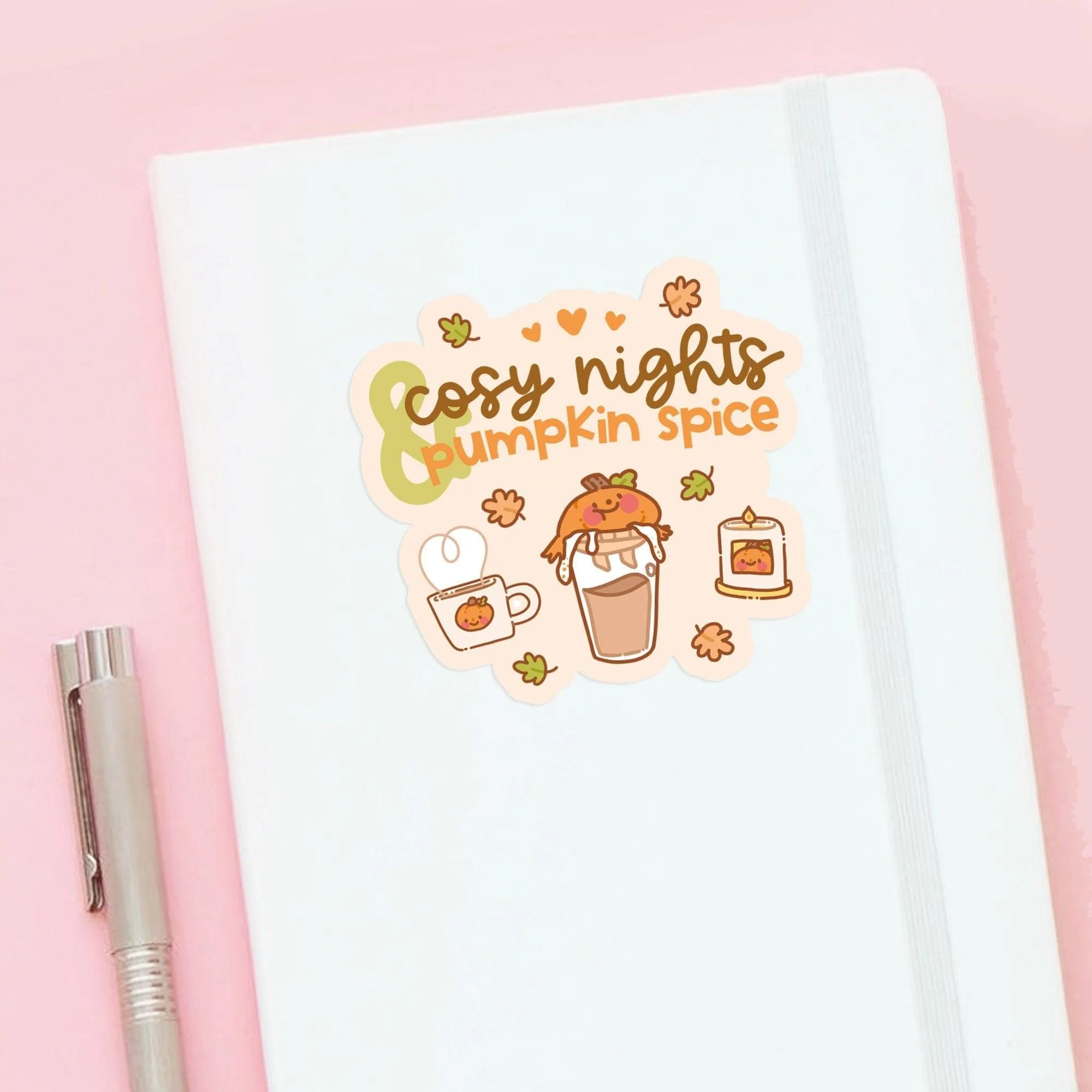Gourdo the Pumpkin Spice Sticker | Kawaii Cozy Autumn Vinyl | Cute Fall Aesthetic for Laptop & Planner Decor
