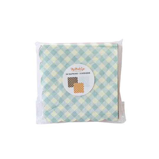 Harvest Gingham Paper Cocktail Napkins