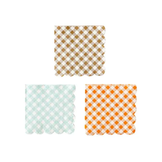 Harvest Gingham Paper Cocktail Napkins