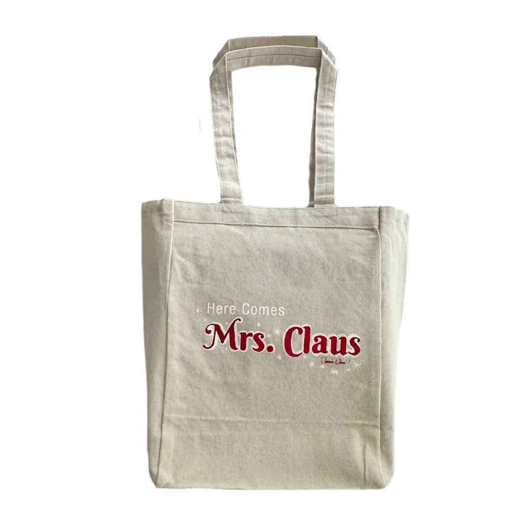 Here Comes Mrs. Claus Canvas Tote