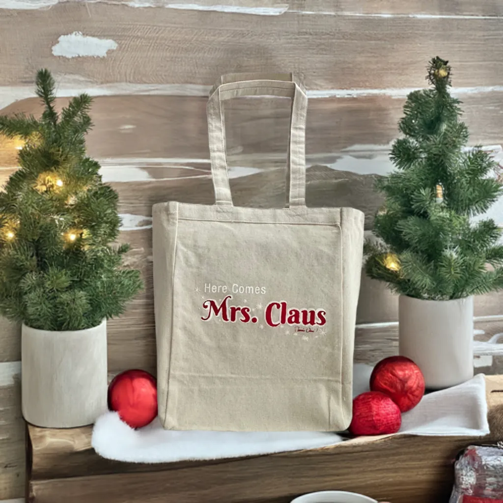 Here Comes Mrs. Claus Canvas Tote