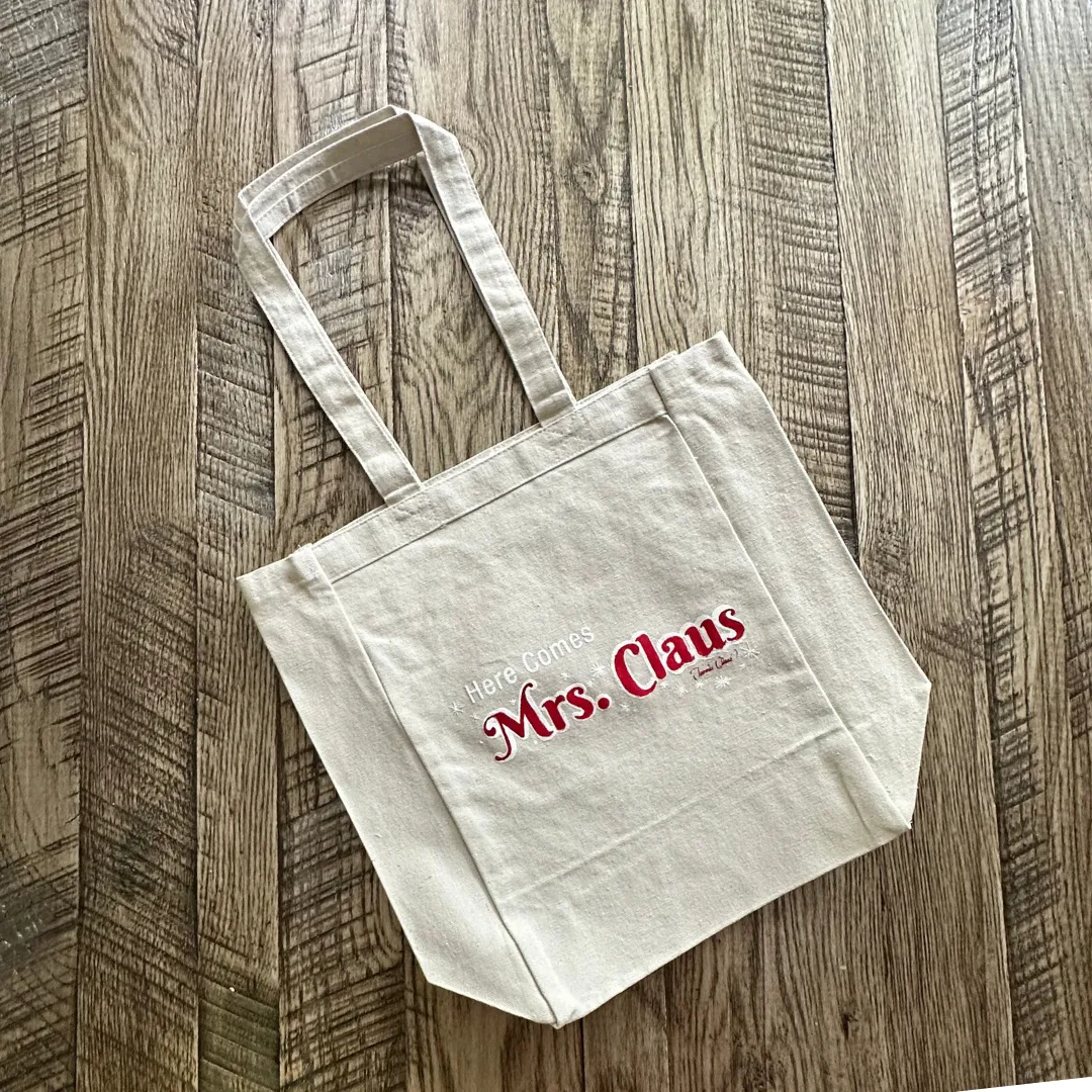 Here Comes Mrs. Claus Canvas Tote