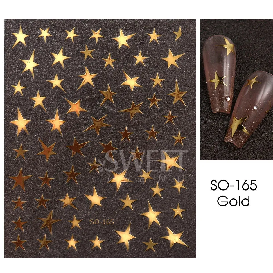 Joskaa 3D Christmas Nail Stickers Elk Snowflake Nails Sliders Geometric Silver Rose Gold Metal Stripe Letters Curve Gel Manicure Decor