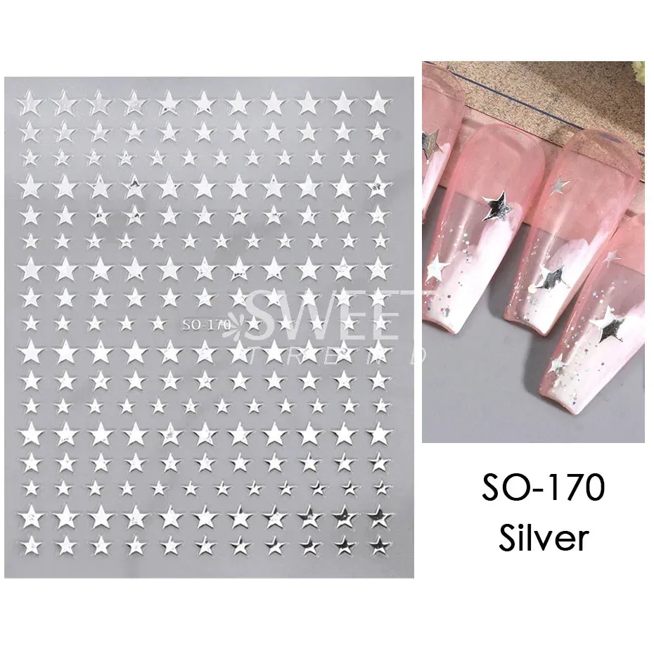 Joskaa 3D Christmas Nail Stickers Elk Snowflake Nails Sliders Geometric Silver Rose Gold Metal Stripe Letters Curve Gel Manicure Decor