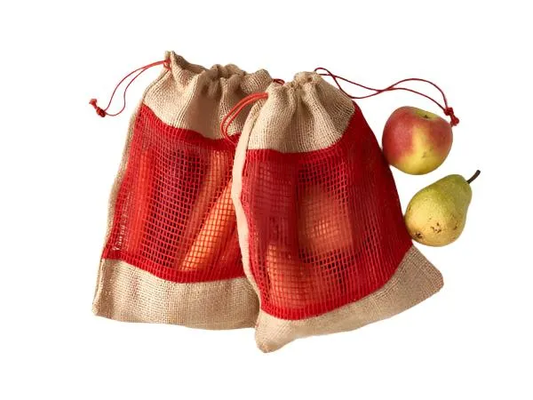 Jute Bag with Cotton Net (30x22 cm)