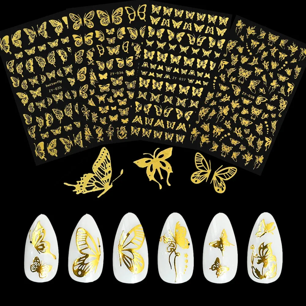 Laser Silver Christmas Nail Stickers Set Winter Elk Snowflake Nail Art Decorations 3D DIY Manicure Decor Gel Slider Decal