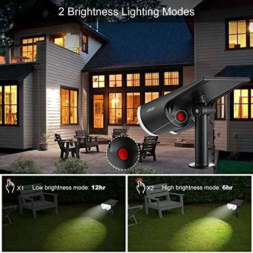 Linkind StarRay Solar Spot Lights Outdoor, 16 LEDs IP67 Waterproof Dusk-to-Dawn Landscape Spotlights, 6500K Daylight Christmas Decorations Lights for Garden Wall Yard Driveway Walkway, 2 Pack