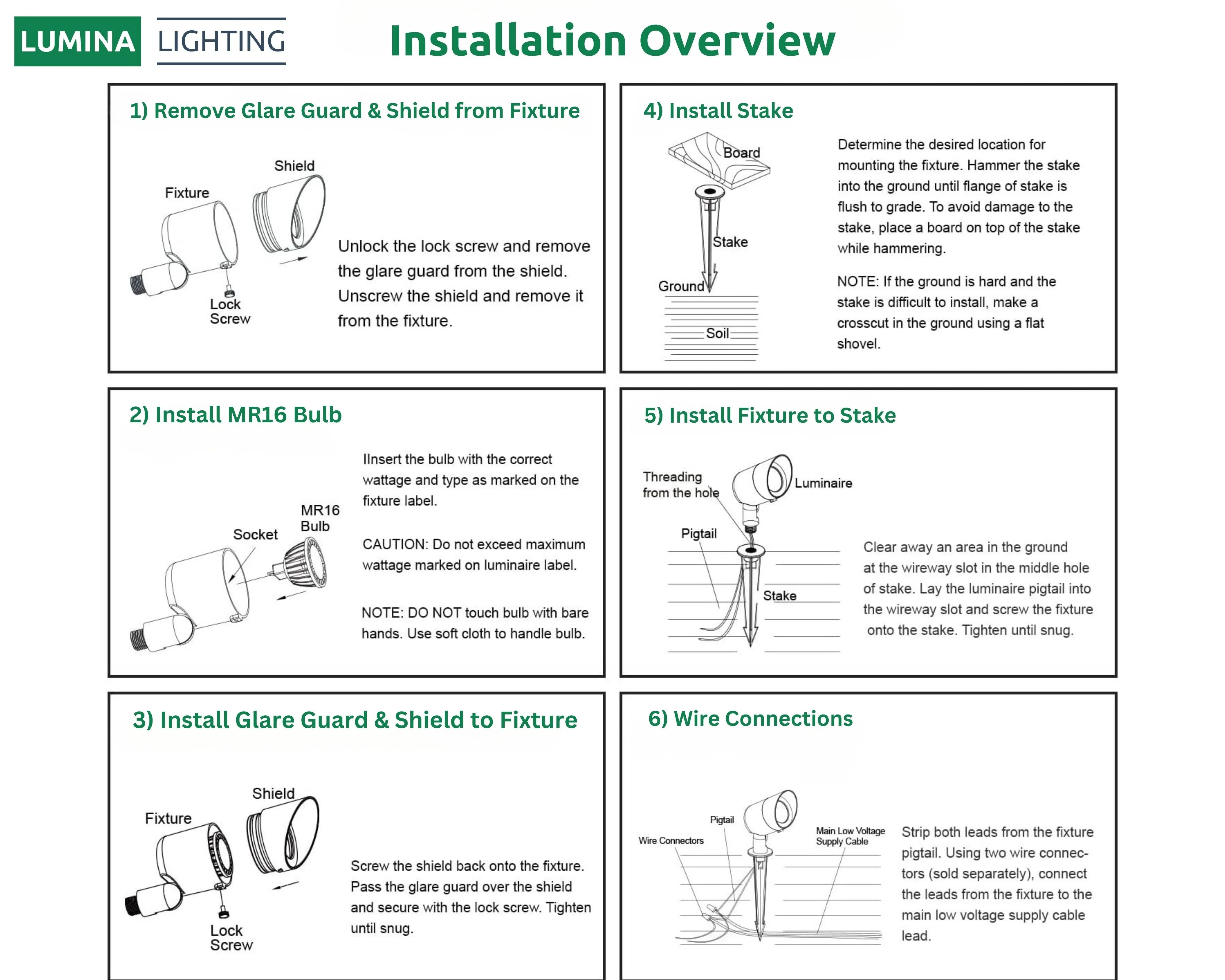 Lumina Lighting® 5W Low Voltage LED Spotlight | 12V Replaceable LED Bulb Included (Bronze, 6-Pack)