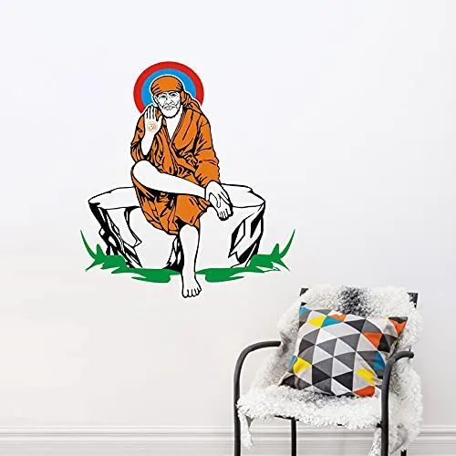Meet Cute Sai Baba Wall Sticker for Living Room