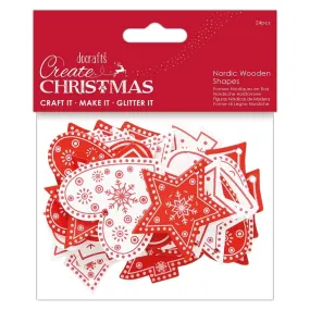 Nordic Wooden Shapes Red & White; 24pcs (PMA 174956)