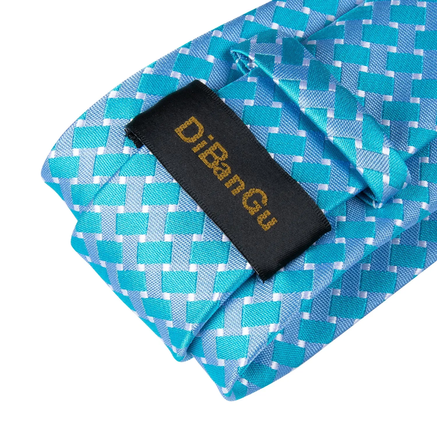 Novel  Men's Plaid Handkerchief Cufflinks Set