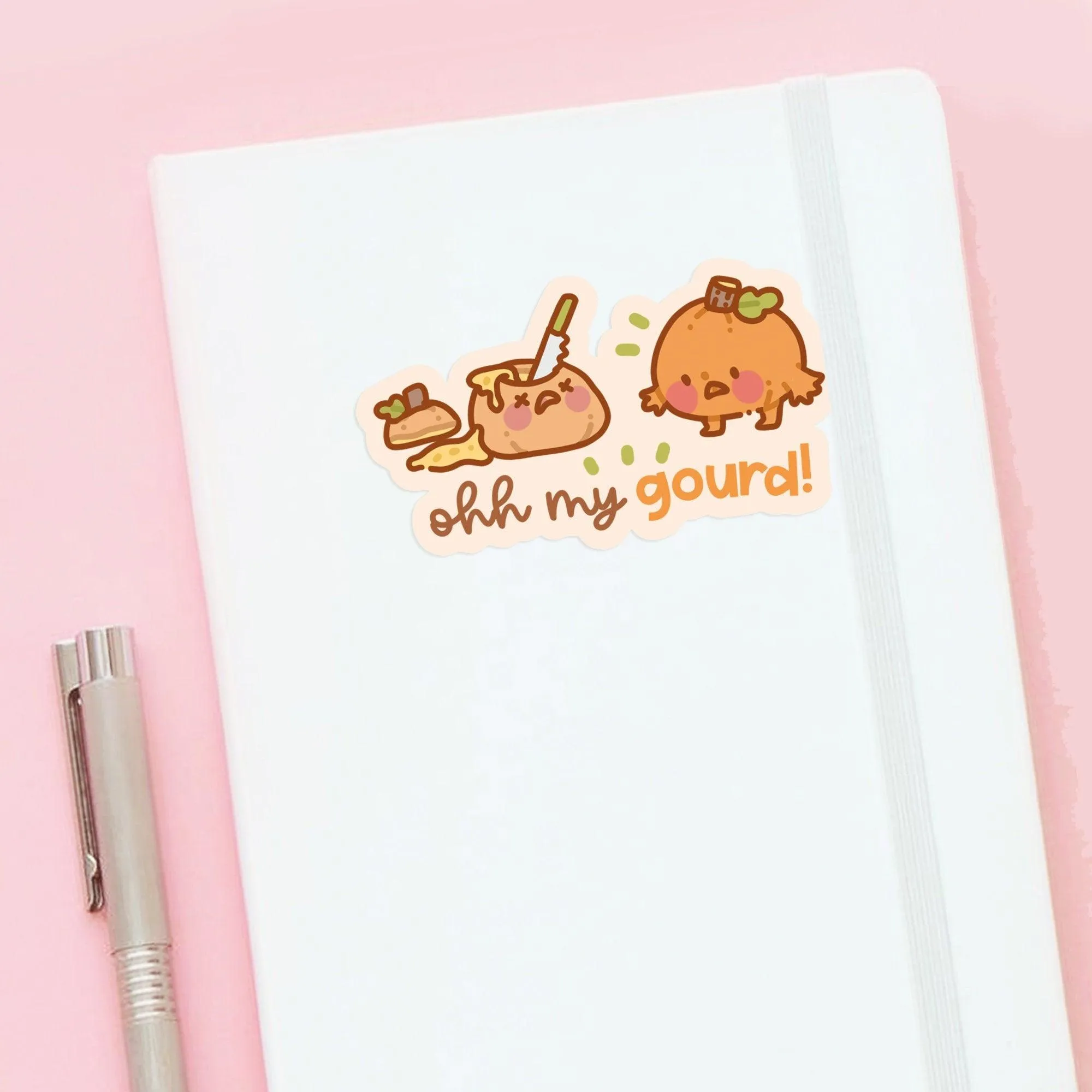 Ohh My Gourd Vinyl Sticker | Funny Autumn Pumpkin Sticker | Kawaii Waterproof Die Cut Decal