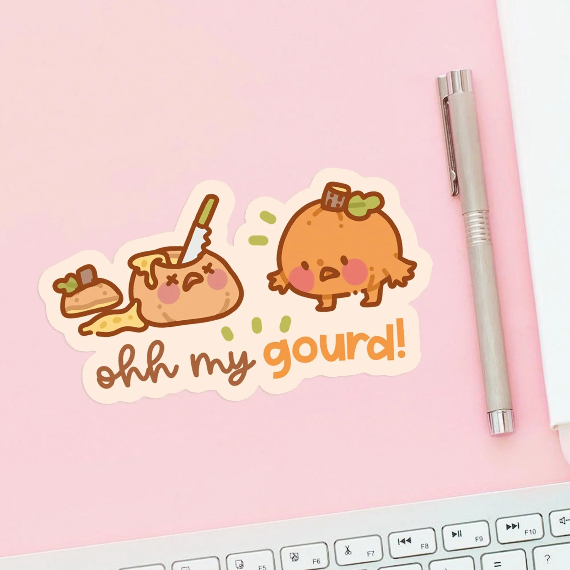Ohh My Gourd Vinyl Sticker | Funny Autumn Pumpkin Sticker | Kawaii Waterproof Die Cut Decal
