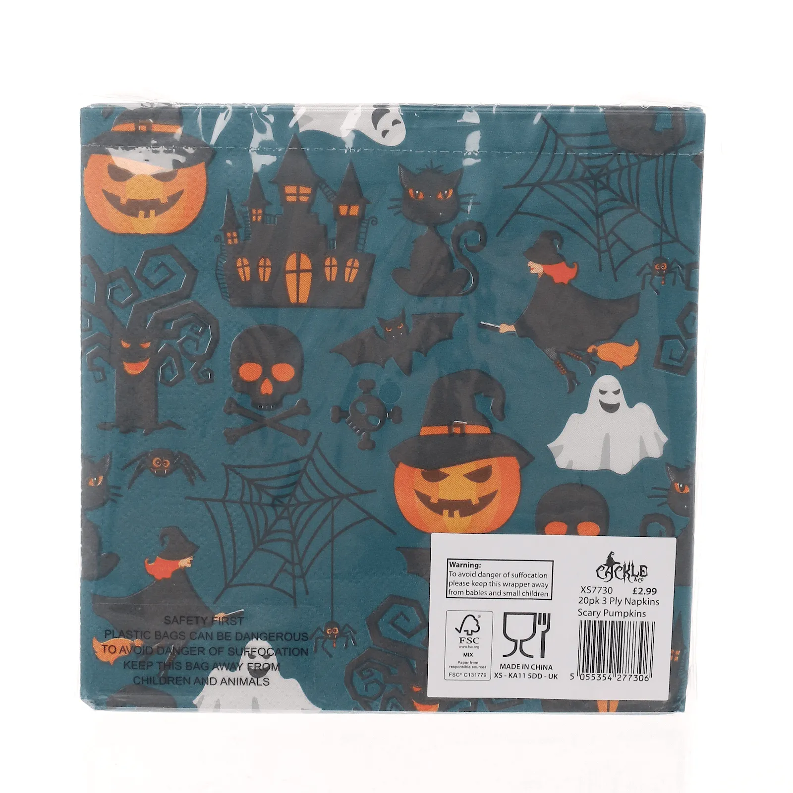 Pack of 20 Haunted House Pumpkin Ghost Halloween Table Napkins