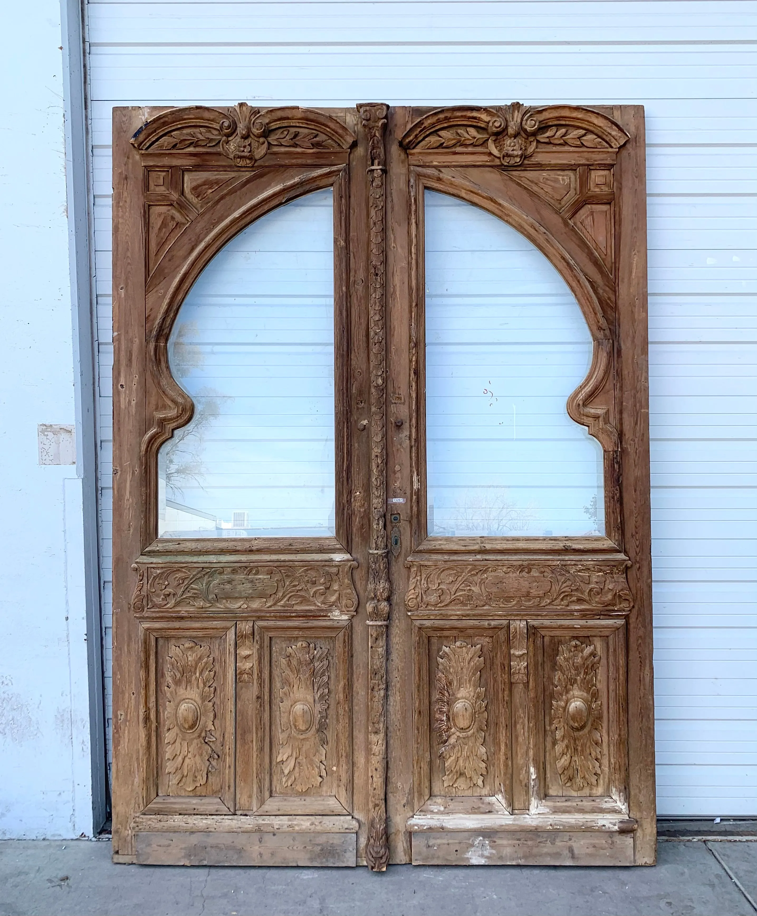 Pair of Wood Carved Antique Doors with Single Lite